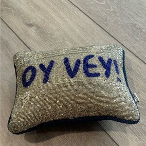 Sudha Pennathur Silver and Blue Beaded Pillow